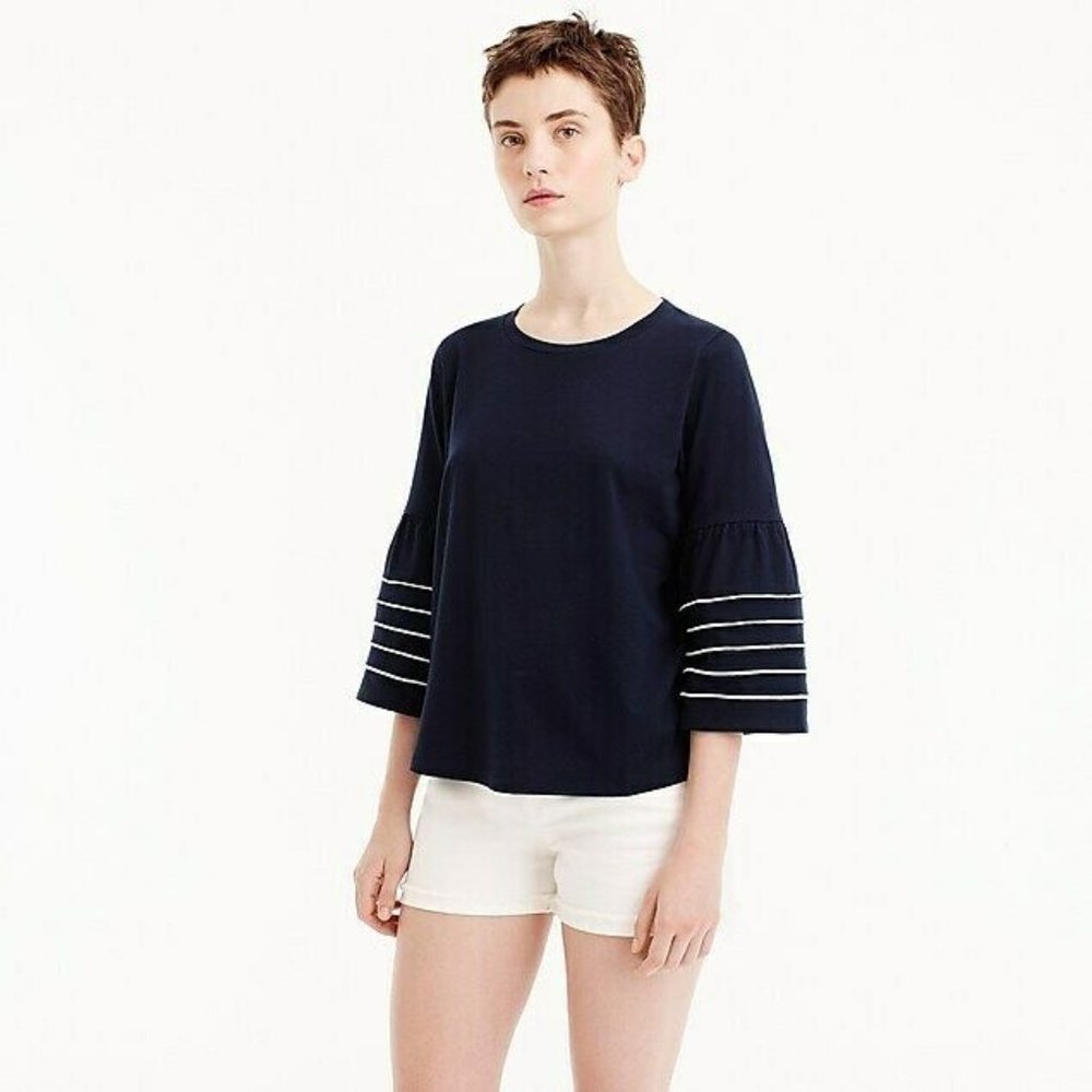 J. Crew navy & white embroidered T-shirt